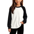 thumbnail image 5 of xaoyunyn Girls Fall Pullover Top Casual Fashion Slim Long Sleeve Crewneck Color Block Sweatshirt 3-15 Years, 5 of 6