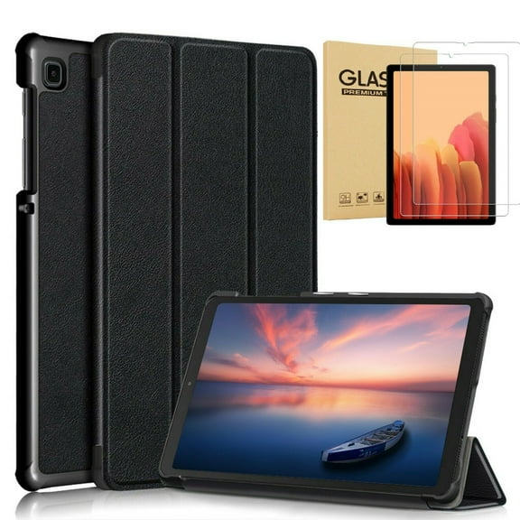 Galaxy Tab A7 Lite 8.7" Case with Screen Protector, Epicgadget Folio Case Stand Cover for Samsung Galaxy Tab A7 Lite 8.7 (SM-T220/SM-T225) with 2 Pieces Galaxy Tab A7 Lite Tempered Glass (Black)