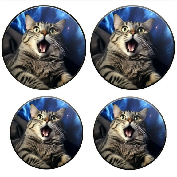 BaHomeck Electric Stove Burner Covers Set of 4,Round Metal Gas Stove Burner Covers 8 Inch and 10 Inch,Kitchen Decor,Cat Sitting On The Sofa With Surprised Expression
