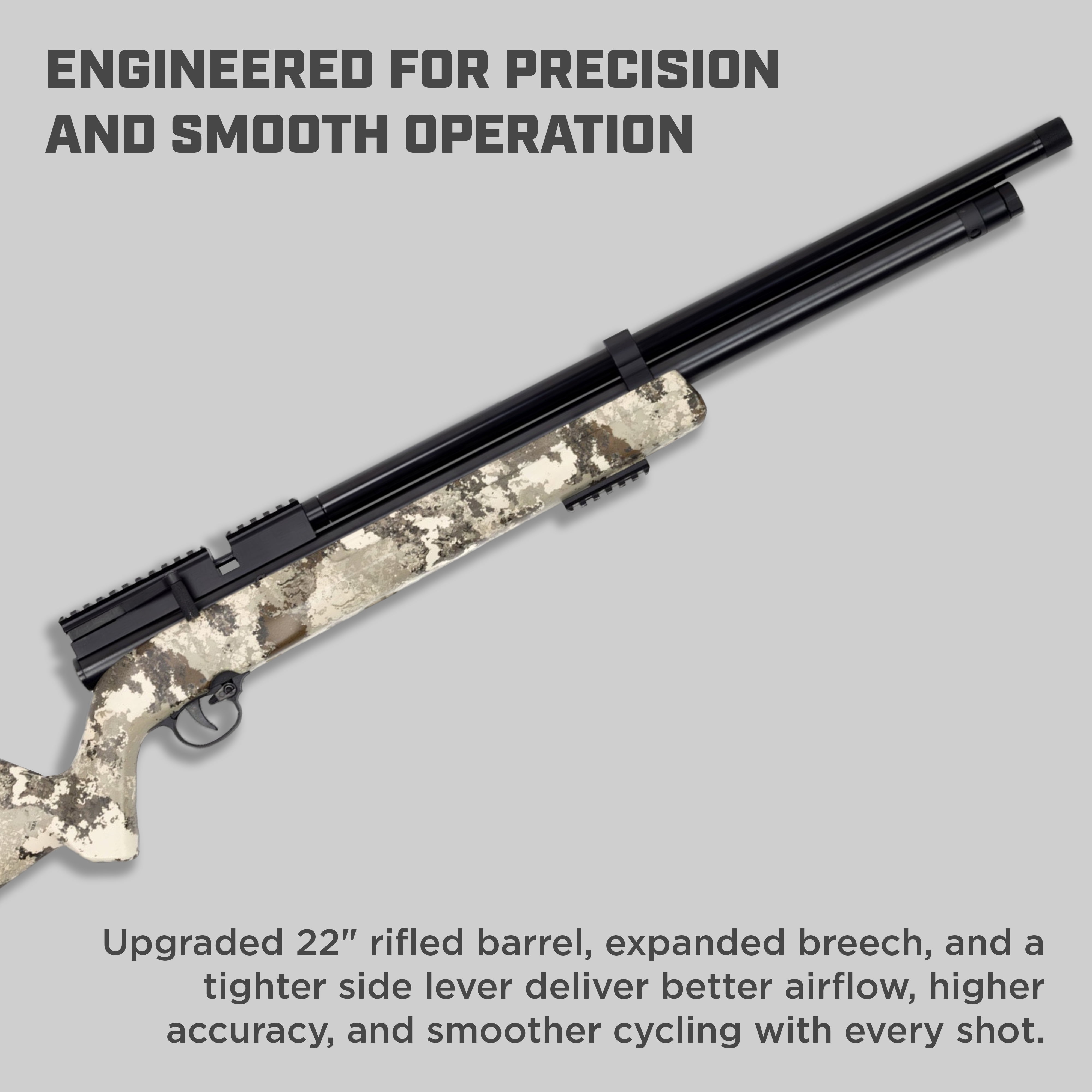 Barra Airguns 1100z .22 Precharged Pneumatic Pellet Air Rifle, Veil Camo