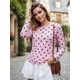thumbnail image 2 of Blusas de mujer de otoño, manga larga, cuello redondo, estampado de lunares, estilo casual y corte ajustado, ideales para salir., 2 of 6