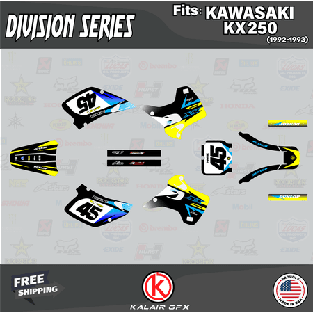 Kalair GFX Graphics Kit for Kawasaki KX250 (1992-1993) Division Series