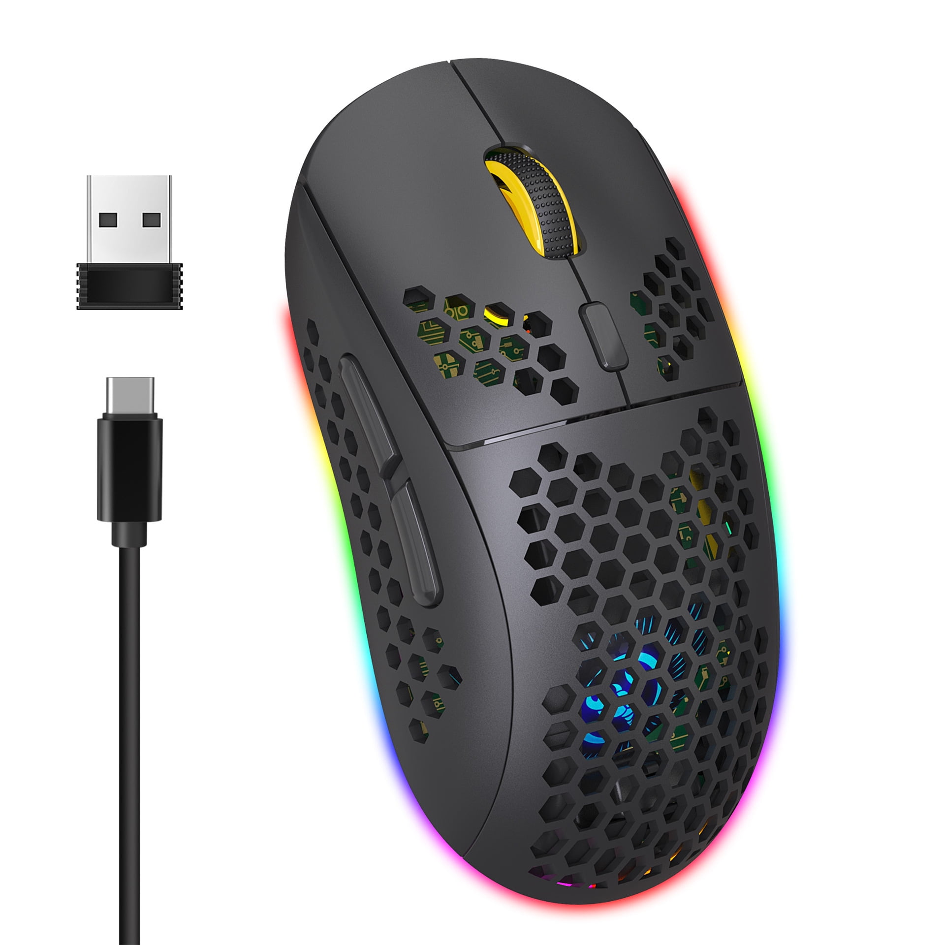 Wireless RGB Gaming Mouse Rechargeable, 3600 DPI Wired Gaming Mouse