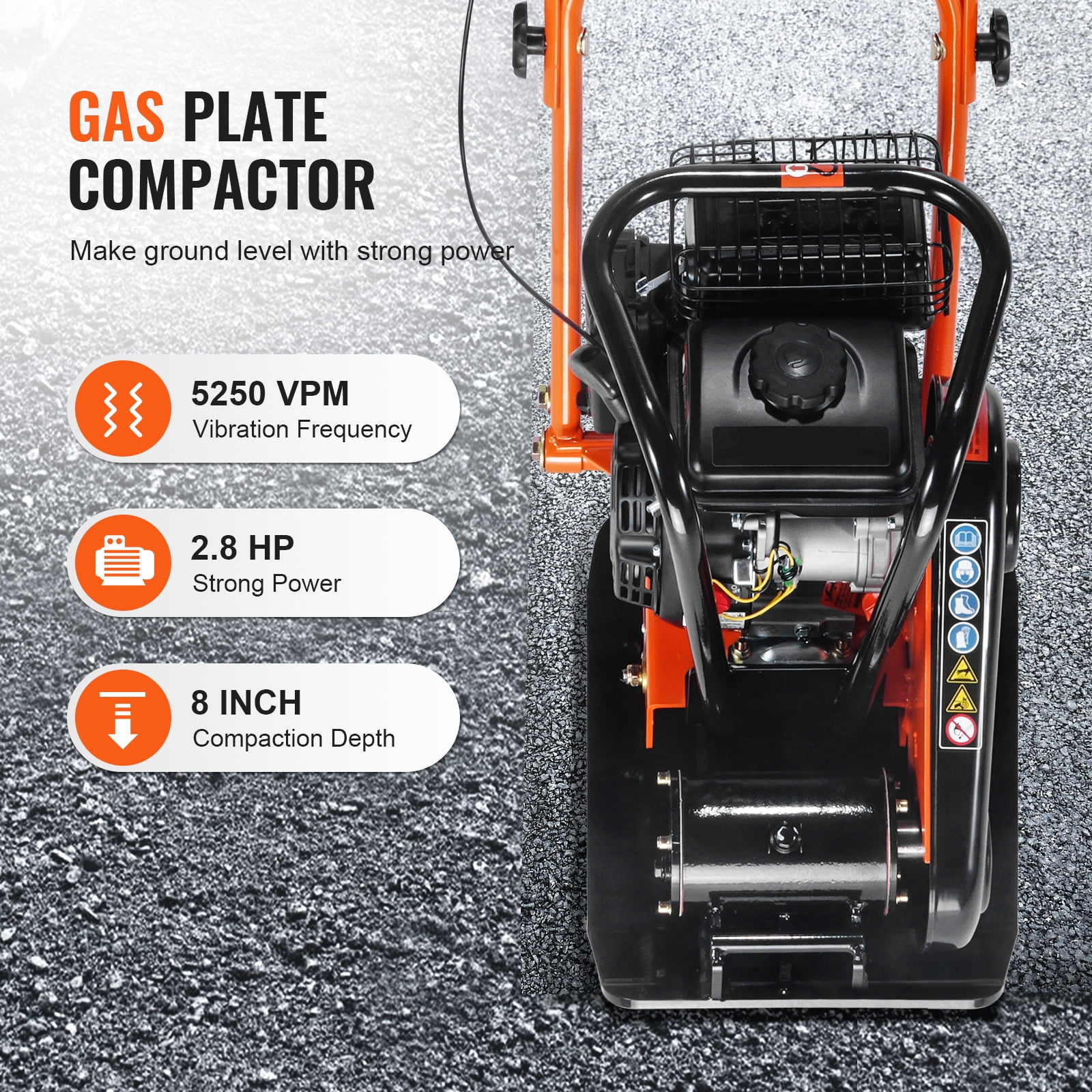 KFFKFF flat plate compactor 2.8 HP hand push compactor 78.5cc EPA engine