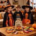 thumbnail image 5 of AZXY Halloween Drawstring Gift Bags Texture Pumpkin Print Candy Treat Pouches, Reusable Portable Multipurpose Goodie Sacks for Halloween Party Favors & Holiday Decor Storage, 5 of 7