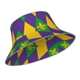 thumbnail image 2 of Disketp Mardi Gras Print Reflective Bucket Hat Beach Hat Summer Travel Sun Hats Fisherman Cap, 2 of 8