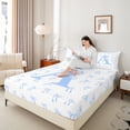 thumbnail image 4 of Castle Fairy Girls Monogrammed Letter 4 Pieces Queen Sheet Sets,Blue Bow Ultra Soft Flat Sheet,Dreamy Princess Queen Fitted Sheet,Super Cozy Room Decor, 4 of 7