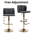thumbnail image 3 of Bar Stools Set of 2, Swivel Counter Height Barstools with Upholstered Tufted Mid Backrest & Footrest, Adjustable PU Dining Chair with 350 LBS Capacity for Home, Pub, Kitchen Island, Dark Grey+Gold, 3 of 8