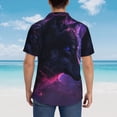 thumbnail image 4 of Balery Galactic Wolf Stare Camisas hawaianas de manga corta para hombre, camisas playeras de corte holgado, camisas de vacaciones con botones,Small, 4 of 7