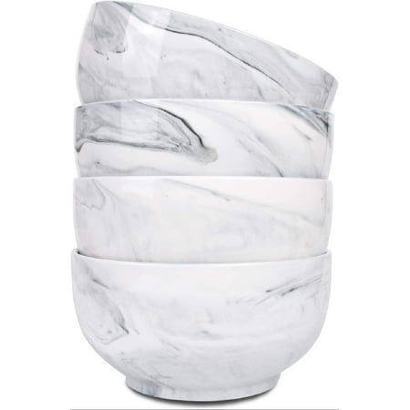 

Marbling Ceramic Bowl Set of 4 33 Oz Dishwasher and Microwave Safe (33 Oz B-Grey Marbling)