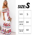 thumbnail image 4 of Women's Mexican Dress Summer Floral Print Off The Shoulder Sleeveless Beach Long Maxi Dress-White, 4 of 5