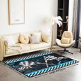 thumbnail image 2 of Erosebridal 5x7 Non Slip Rug for Boys,Teal Neon Lights Honeycomb Area Rug,Black White Racing Car Flag Non Slip Rug,Geometric Hexagon Beehive Plaid Grid Indoor Floor Mat Extreme Sports Theme, 2 of 6