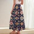 thumbnail image 6 of WMTBSRSW Long Skirts for Women Summer Vintage Floral Flowy Boho Maxi Skirt Trendy Beach Vacation Outfit with Pockets Navy Large, 6 of 9