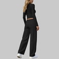 thumbnail image 6 of Roncen 2 Piece Matching Summer Sweatsuit Lounge Set Womens Wide Leg Pants Side Ruching Crop Top Sets, 6 of 8