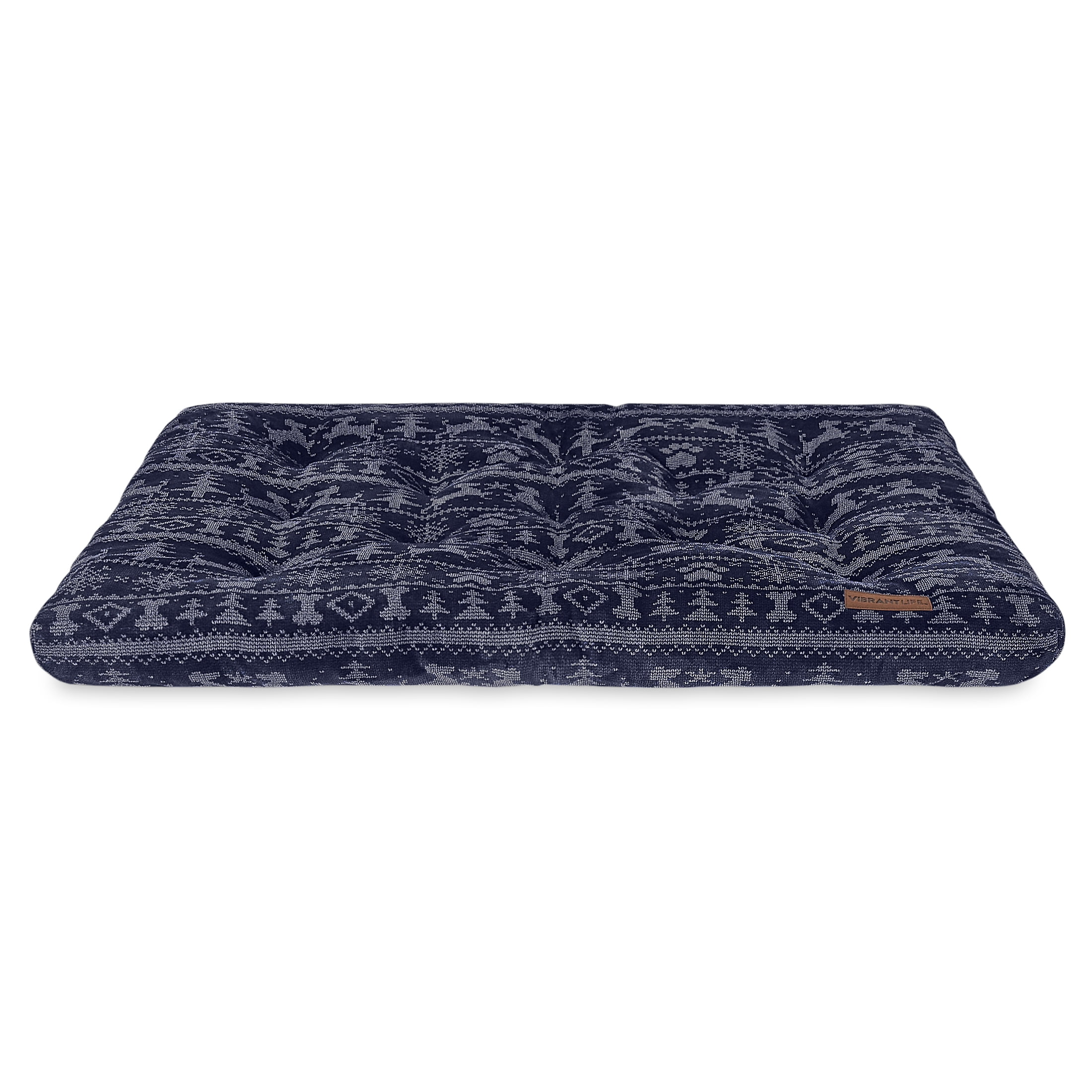 Vibrant Life Jumbo Dog Bed, X-Large Pillow Dog Bed, 48" x 38", Navy Fair Isle