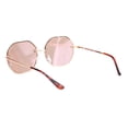 thumbnail image 4 of Womens 90s Rimless Octagon Designer Metal Rim Sunglasses Rose Gold Pink Mirror, 4 of 4