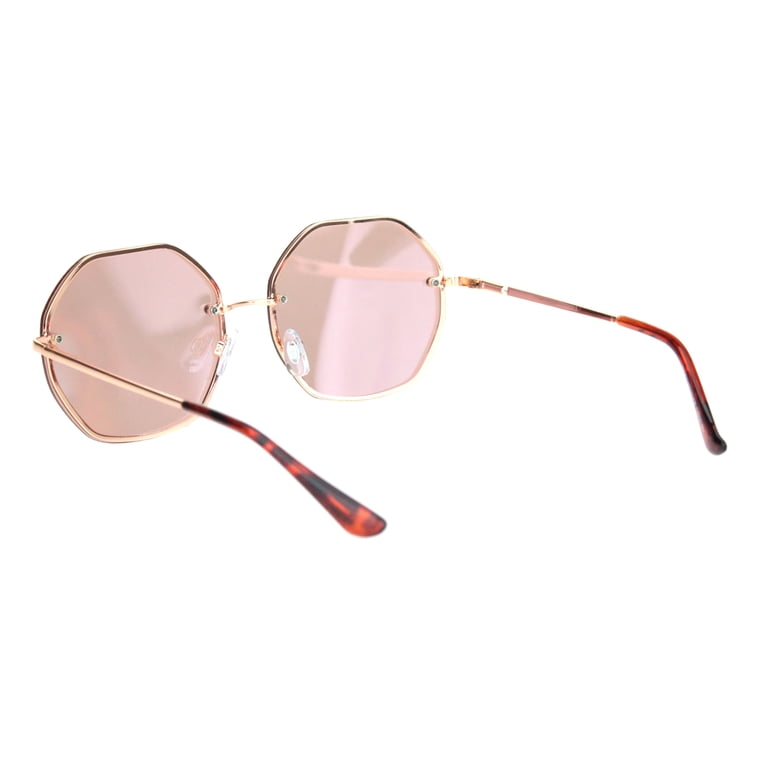Womens 90s Rimless Octagon Designer Metal Rim Sunglasses  display picture 3