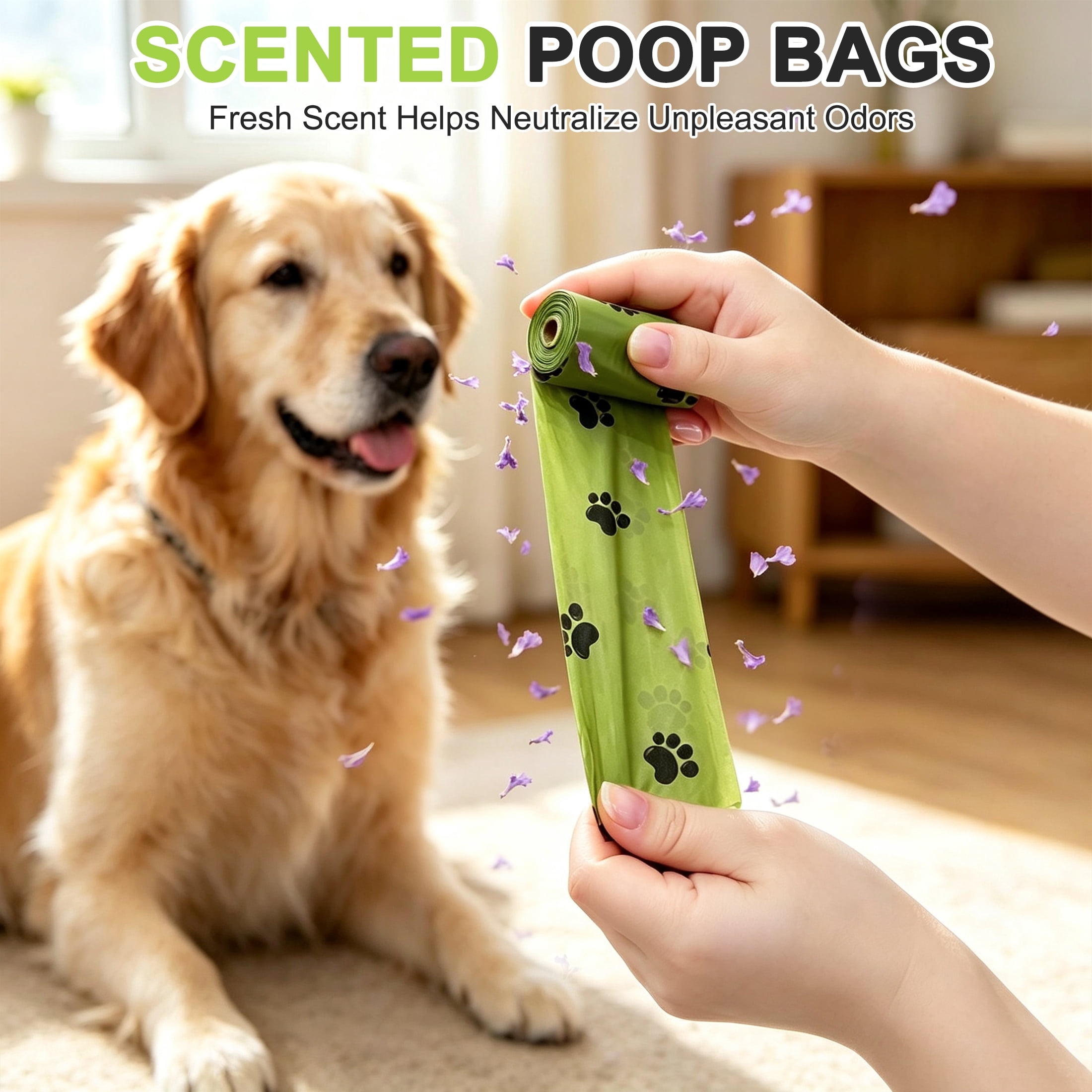 GARITIN Dog Poop Bags, 540 Count Scented Pet Waste Bags, Leak Proof Doggy Poop Bags with Free Dispenser