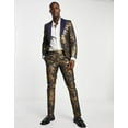 thumbnail image 6 of 100% HEMP BLACK color fabric with gold foil print 58" wide [16105], 6 of 8