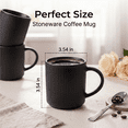 thumbnail image 2 of Onader 4-Pieces Coffee Mugs Set, Water Cups with Large Handle, 12 oz Ceramic Mugs Suitable for Tea Milk Latte, Stain-Resistant & Microwave Safe, Matte Black, 2 of 8