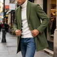 thumbnail image 4 of Yertdoel Pea Coats for Men Solid Lapel Wool Blend Trench Coat Button Front Mid Length Fashion Warm Outerwear with Pockets, M-3XL, 4 of 8