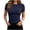 Navy, variant on Hurxie Women's Crew Neck Ribbed Fitted Shirt Basic Short Sleeves Summer T Shirt Tops Beige,2XL