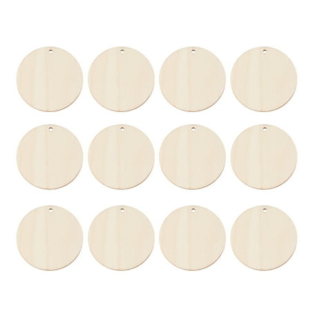 

50pcs 5cm Round Wooden Pieces Slice Ornament with Hole for Scrapbooking DIY Crafts Home Decoration Tag Making