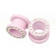 thumbnail image 2 of Plugs Matte Pastel Pink Screw Fit with Cubic Zirconias - Sold as a Pair Surgical, 2 of 3