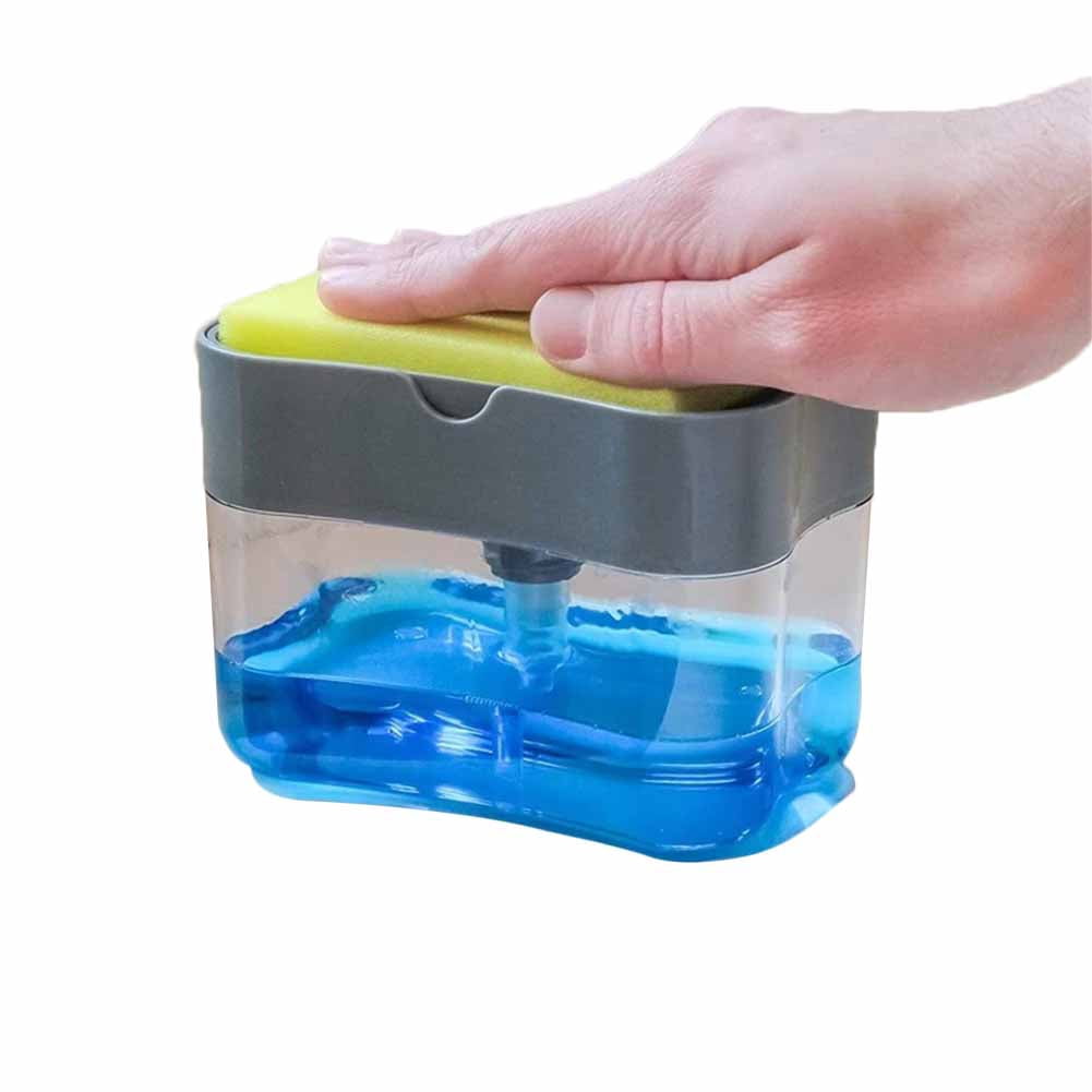 2in1 Soap Pump Dispenser Sponge Holder Dish Soap Storage Dispensers for Kitchen Cleaning