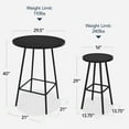 thumbnail image 3 of Best Choice Products 3-Piece Steel Patio Bar Height Round Bistro Set w/ Backless Stools, Slatted Design - Black, 3 of 9