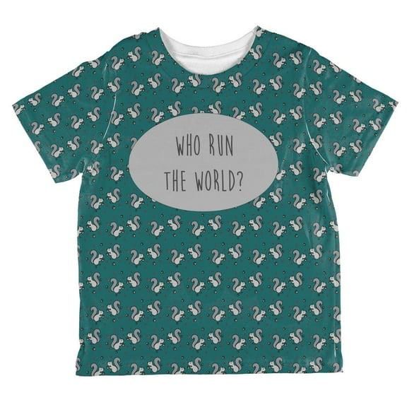 Autumn Squirrels Who Run the World Pattern All Over Toddler T Shirt Multi 4T