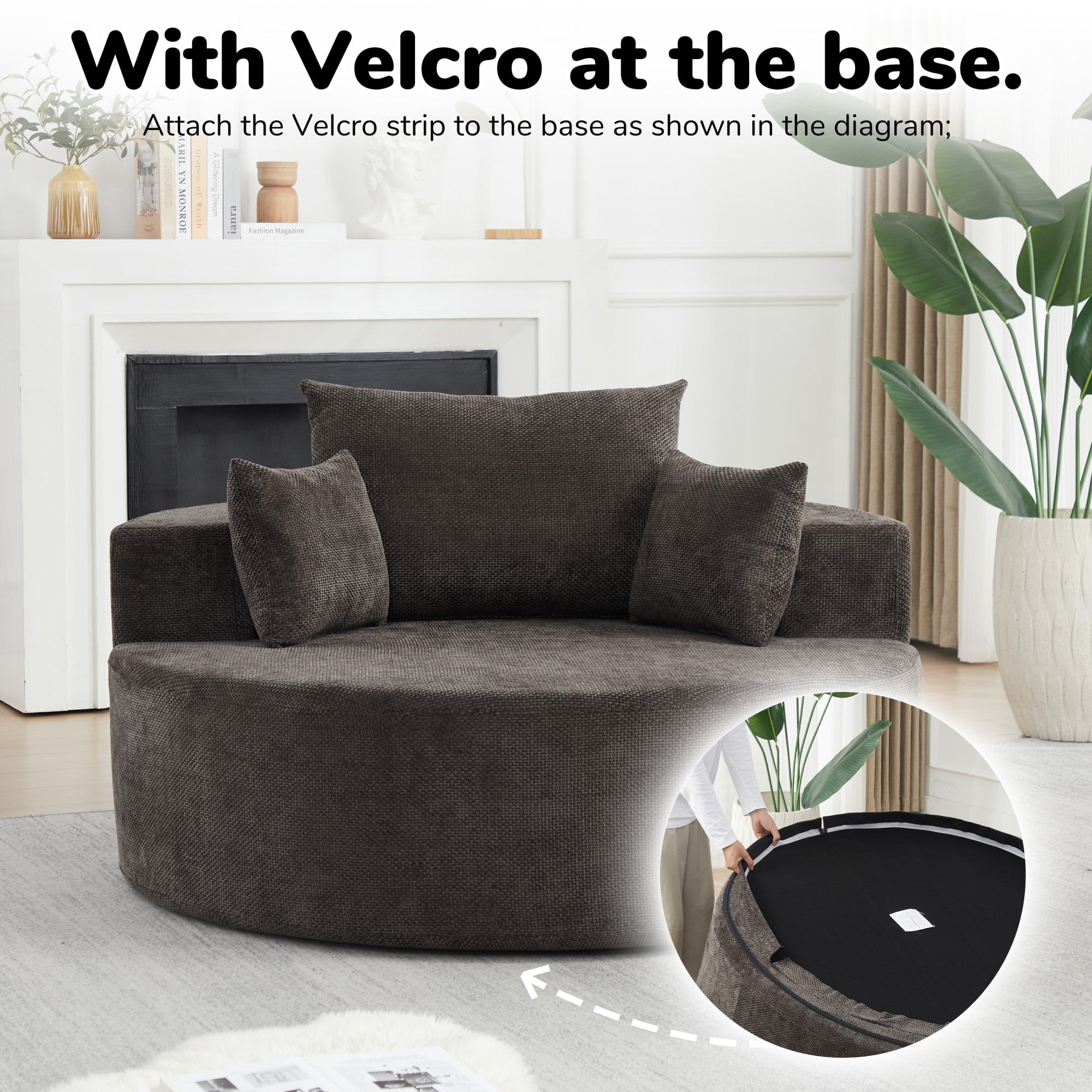 Sailvan 55" Modern Chenille Single Seater Lounge Chair, Modular Cloud Sofa with Enveloping Pillows, No Assembly Lazy Chair for Living Room Grey
