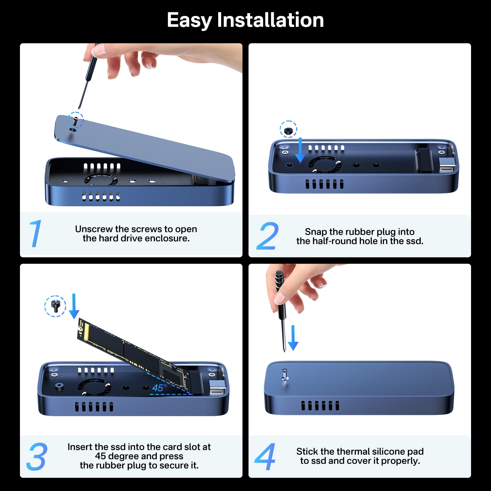 Acasis USB3.1 GEN 2 10Gbps M.2 NVMe/SATA Type-C Tech Style Translucent SSD Enclosure Adapter