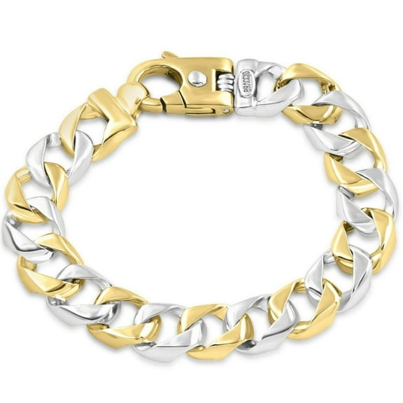 Pompeii Men's Solid Cuban 14k Gold (70grams) or Platinum (112gram) Two Tone 13mm Bracelet