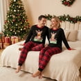 thumbnail image 5 of Family Matching Christmas Set Reindeer Print Long Sleeve Round Neck Tops Plaid Pant, 5 of 7