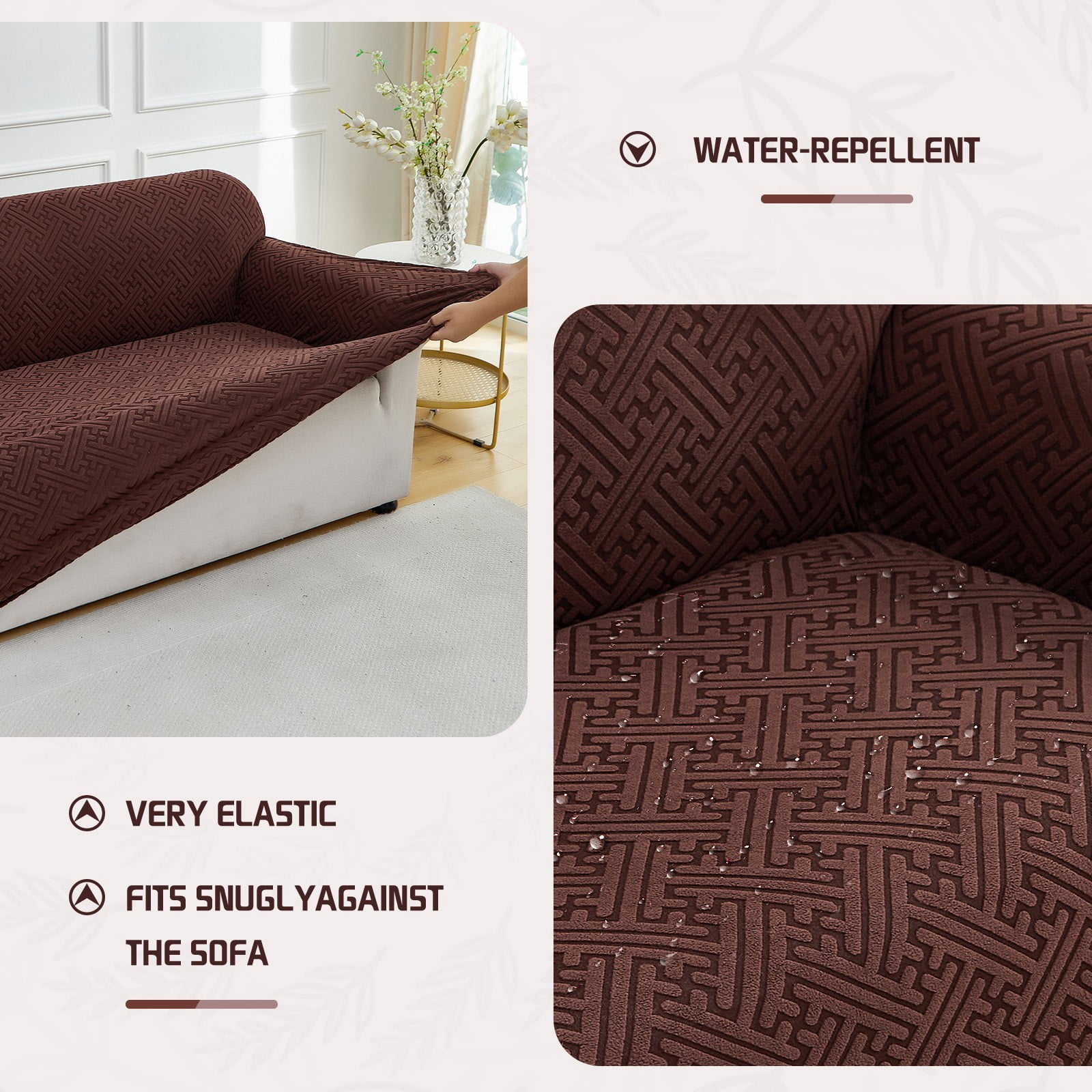 ANMINY Elastic Sofa Cover Full Coverage Sofa Slipcovers Thick Jacquard Fabric Non-Slip Couch Protect 4-Seater (93"x118")