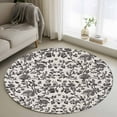 thumbnail image 2 of Farmhouse Black Large Area Rugs for Bedroom Living Room, Soft Non Slip Carpet Bedside Rug, Vintage Flower Leaf Botanical Plant Round Floor Cover Kitchen Accent Rug 3' for Dining Room/Office, 2 of 9
