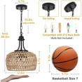 thumbnail image 2 of Hi-LIGHTS,3-Light Boho Rattan Farmhouse Chandelier Light Fixture with Woven Lampshade,Small Wicker Coastal Pendant Light for Dining Room,Bedroom,Kitchen Island,Hallway(Brown+Black), 2 of 8