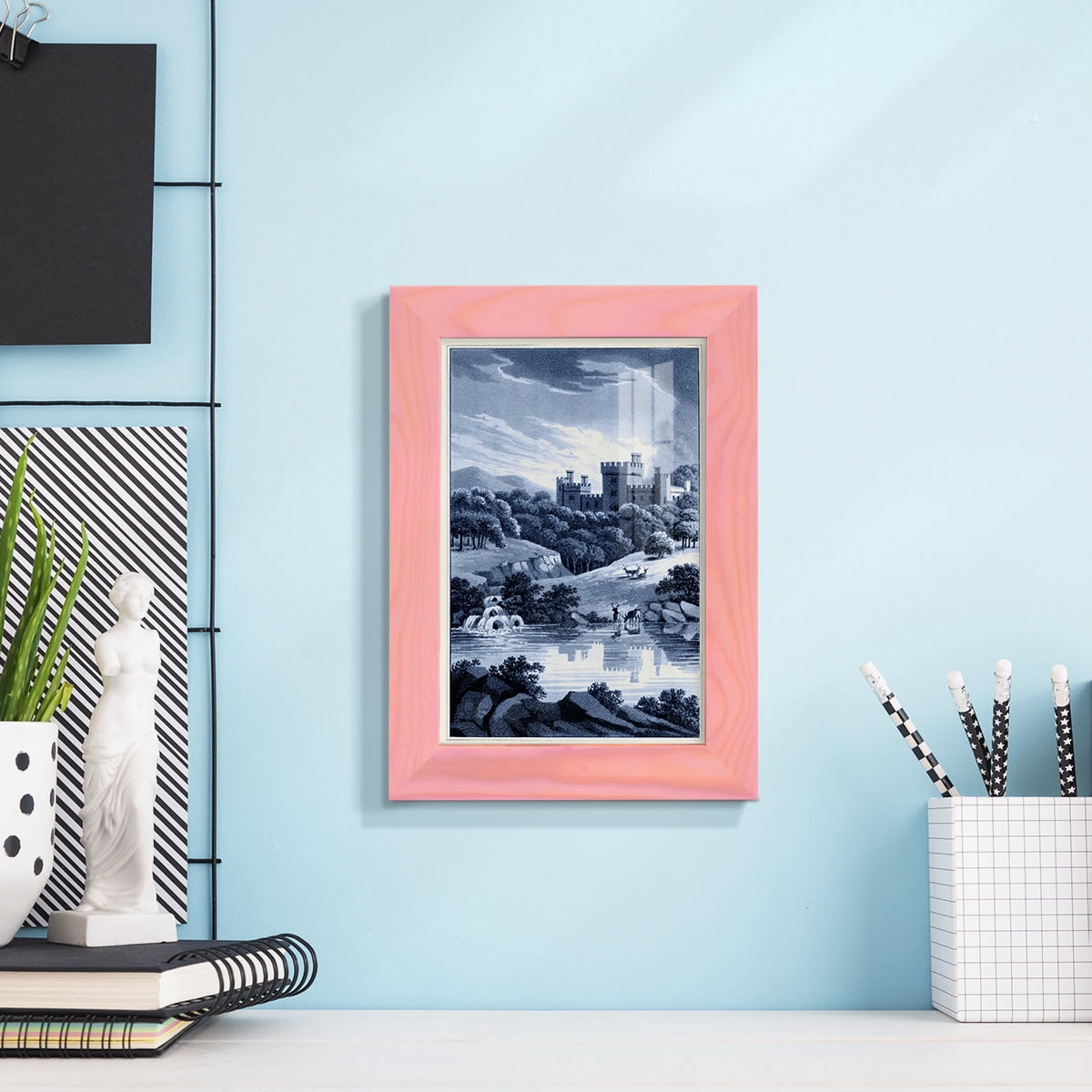 Estate View II -Framed Print w/glass-Sunset Pink
