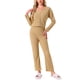 thumbnail image 2 of Conjuntos de pijama para mujer, botón, manga larga, cuello en V, ropa de estar en casa, pantalones con cintura elástica, 2 piezas con bolsillos, S, amarillo, 2 of 6