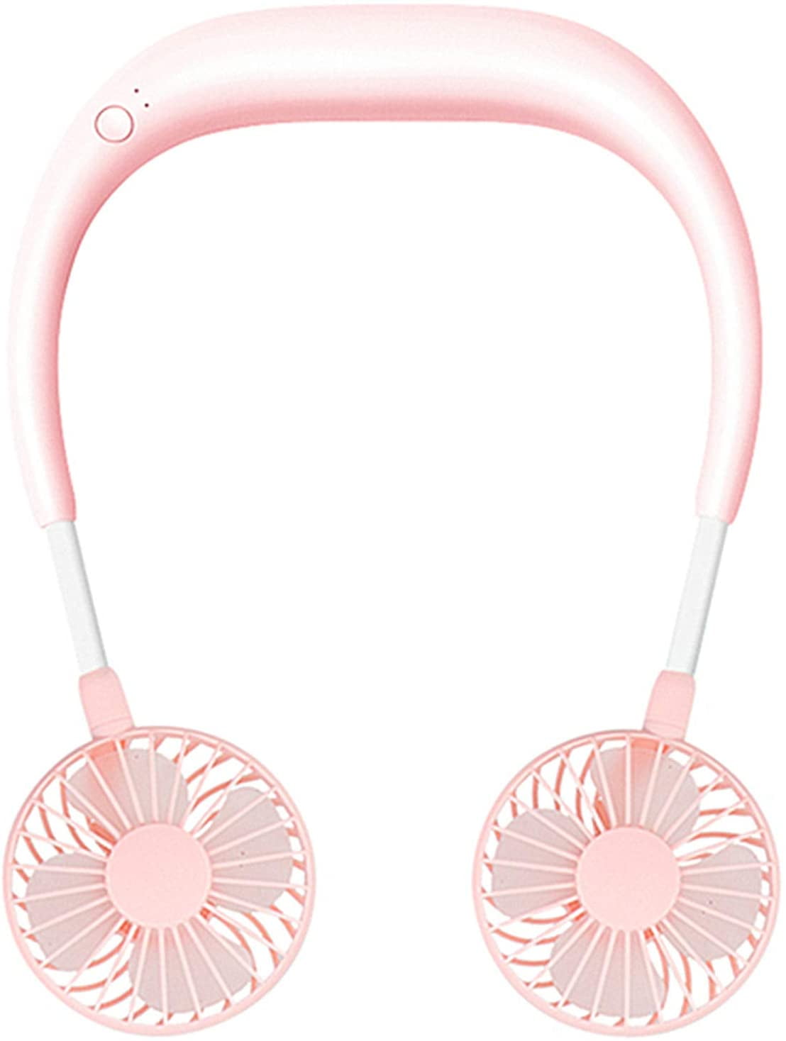 Pink Leafless Hanging Neck Fan USB Super Quiet Wearable Headphone Design 