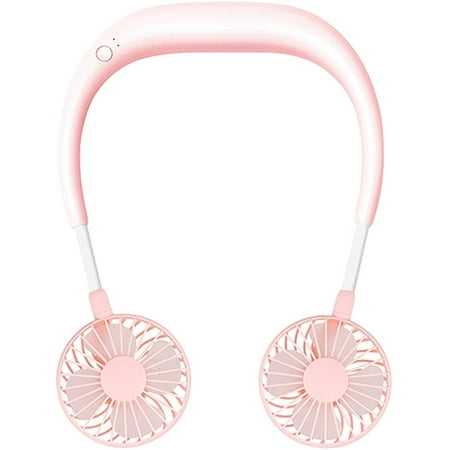 

Portable Hanging Neck Sports Fan 6.5-17 Hours Rechargeable USB Personal Fan with 3 Level Air Flow 7 LED lights for Home Office Travel Indoor Outdoor（PINK）