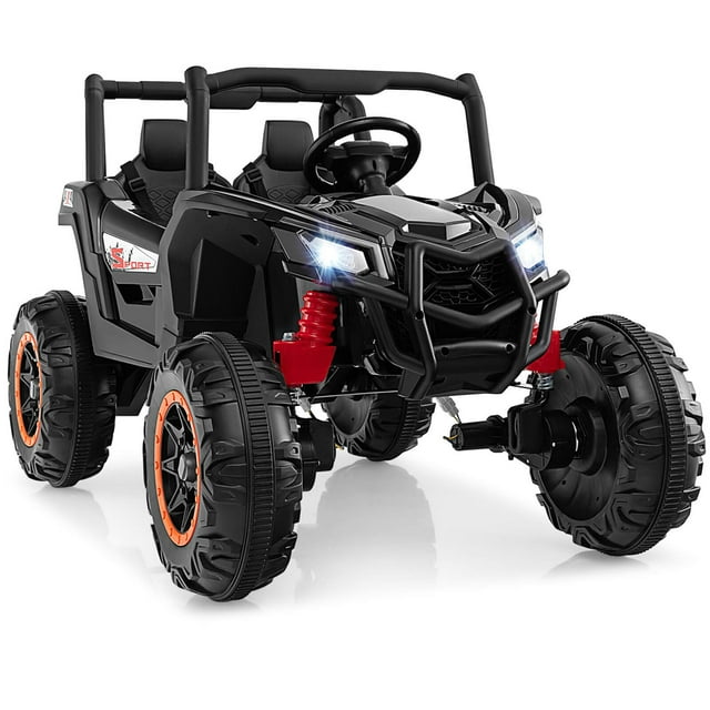 Gymax 24V Kids Ride on UTV w/ 4 x 100W Powerful Engine Remote Control High/Low Speed Black