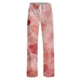 thumbnail image 5 of Valentines Pajamas Pant for Women Heart Funny Holiday Love Heart Pj Pants Drawstring Jogger Wide Leg Athletic Pants, 5 of 6