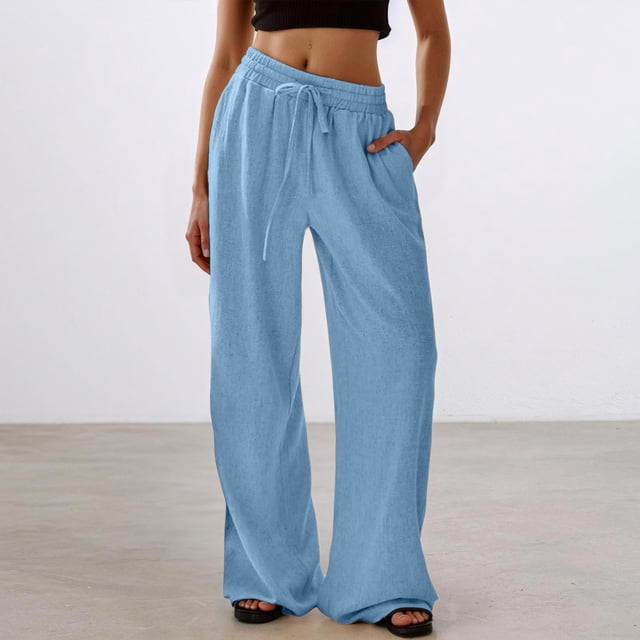 Women's Casual Pants Straight Leg Comfortable Elastic Waist Soft Trousers Versatile Daily Wear Stretchable Breathable Pure Color plus Size Casual Pants Rompers for Women Womens Pants Petite Casual