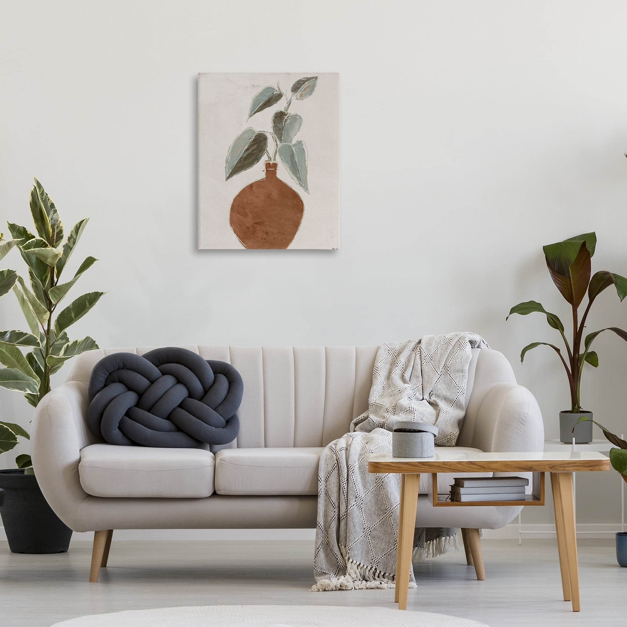 Stupell Industries Natural Tan Greenery Plants & Flowers Painting Wrapped Canvas Art Print Wall Art, 24 x 30