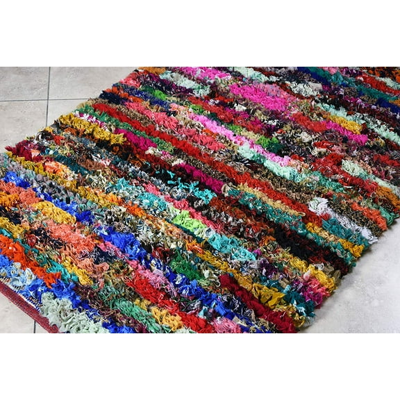 3x5 ft Multicolor Shag Rug for Living Room Indoor Non-Slip Eco-friendly Handwoven Cotton & Polyster Chindi Area Rug (36''x 60'') by MystiqueDecors