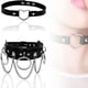 thumbnail image 1 of Gargantilla De Cuero Pu Estilo Punk Gargantilla Collar Resistente O Anillo Vintage Rock Gargantilla Para Conciertos Fiestas Cumpleaños 2 Uds Cateissary AP005650-00, 1 of 6