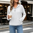 thumbnail image 2 of LEAVINGSUO Fall Tops for Women 2026 Casual Long Sleeve Button Thin Version With Pockets Hooded Collar Coat White M, 2 of 9