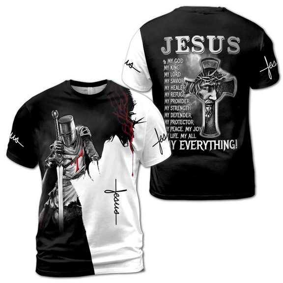 Knight Templar Jesus Is My God My King My Lord 3D T-Shirt S-5XL